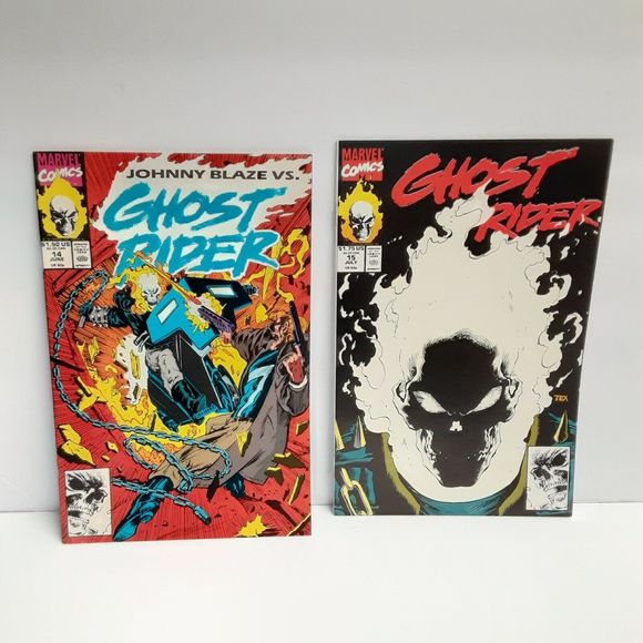 NEW UNREAD MINT Ghost Rider  14 & 15 Marvel Comic Lot GLOWING COVER & Origin - Picture 1 of 5